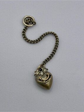 Vintage Y2K Juicy Couture Silver-Tone Heart Dangle Charm Pendant